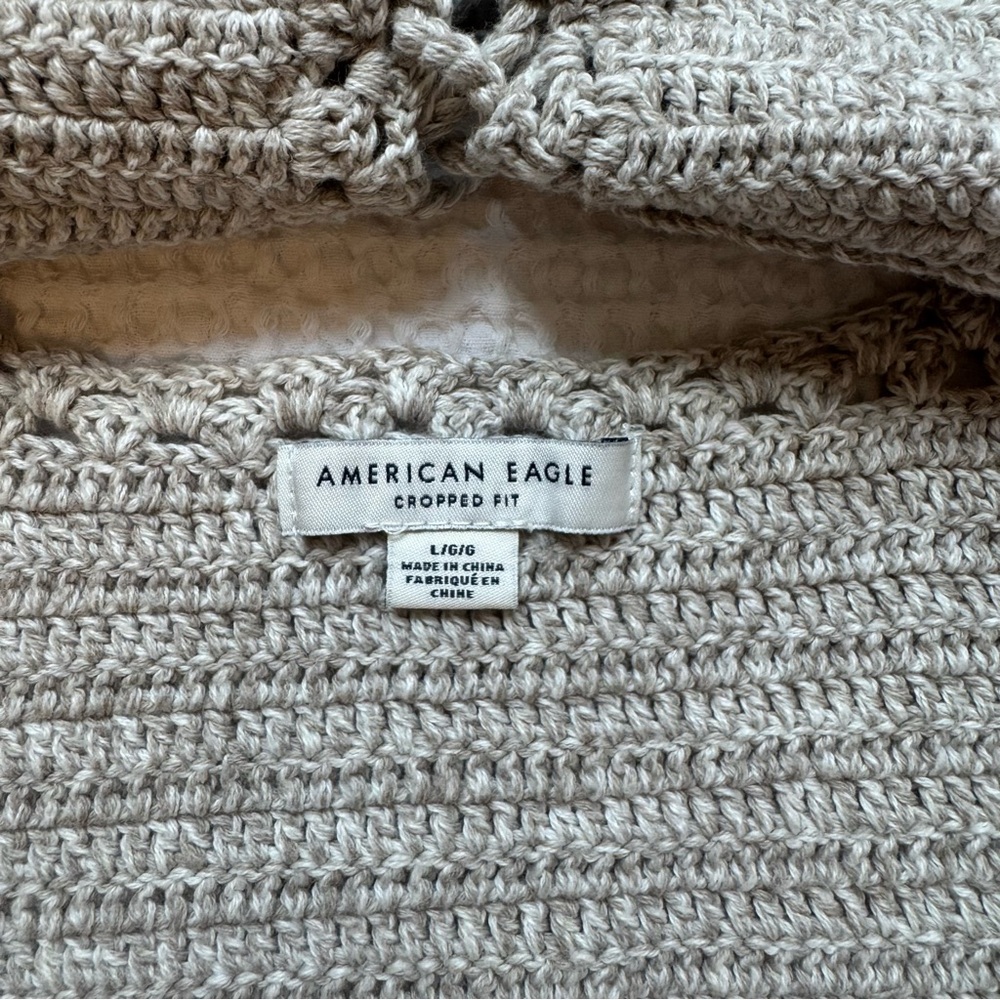 100% Cotton American Eagle Knit Beige Bralette Festival Top - Picture 6 of 7